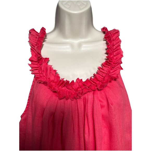 MaxMara Weekend Size 12 Pink Frill Lace Sleeveless Dress 100% Cotton Italy Made - Picture 5 of 10